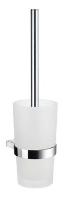 SmedboAK333AIR Toilet Brush w/ Polished Chrome Handle and Holder Frosted Glass Container Wall Mo
