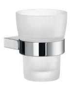 SmedboAK343AIR Frosted Glass Tumbler w/ Polished Chrome Holder Wall Mounted