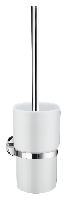 SmedboHK333PHOME Toilet Brush w/ Polished Chrome Handle and Holder Porcelain Container Wall Moun