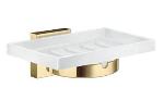 SmedboRV342PHOUSE Porcelain Soap Dish w/ Polished Brass Holder Wall Mounted