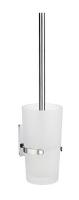 SmedboZK333POOL Toilet Brush w/ Container Frosted Glass w/ Polished Chrome Handle and Holder Wal