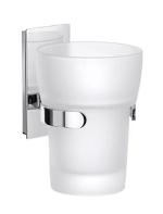 SmedboZK343POOL Frosted Glass Tumbler w/ Polished Chrome Holder Wall Mounted